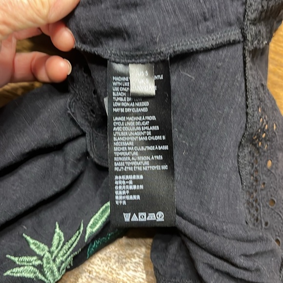 Anthropologie Navy Lace Trim Top with embroidery - Picture 6 of 6